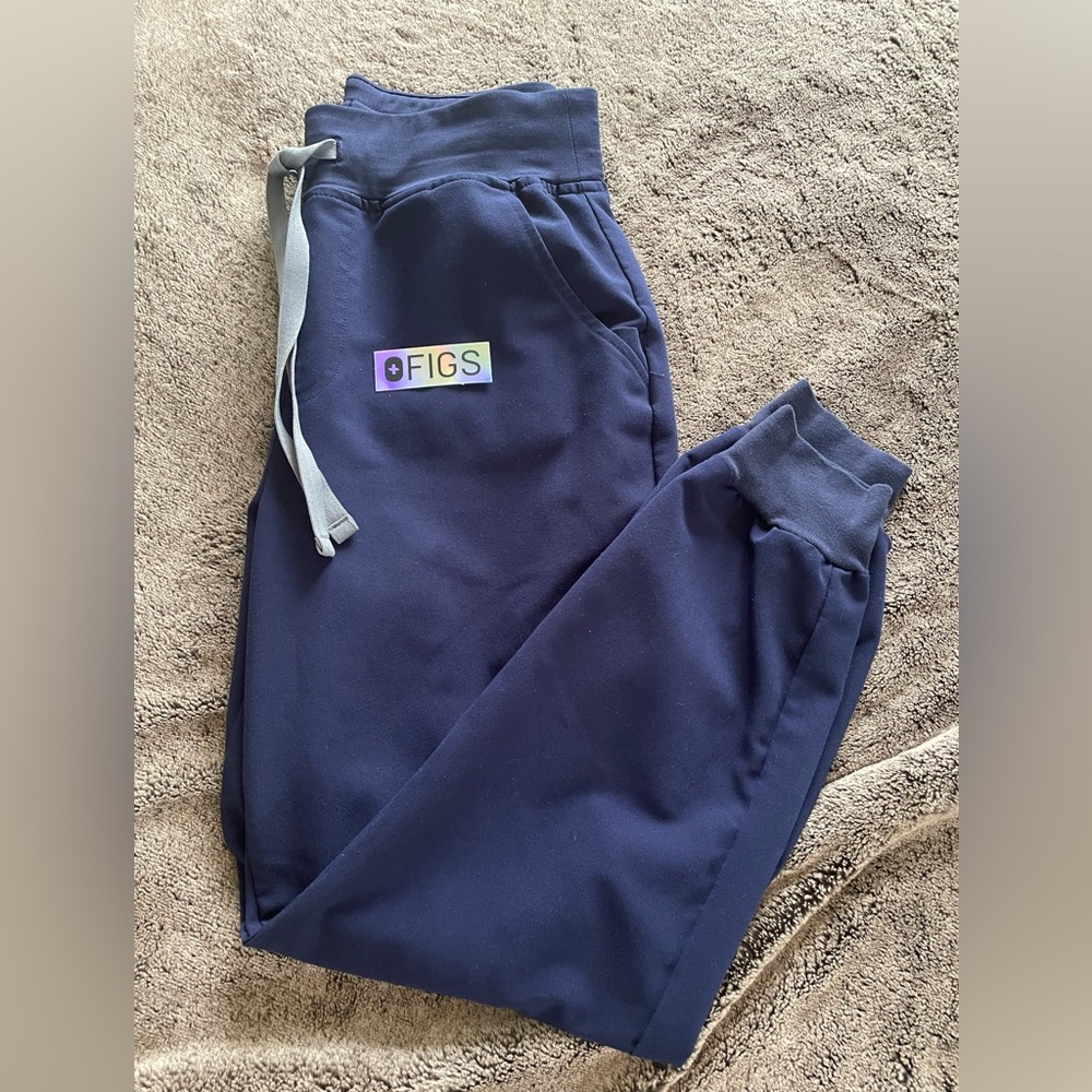 FIGS Navy Zamora High Waisted Jogger Scrub Pants